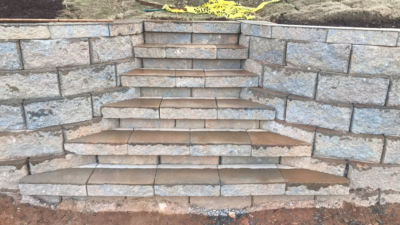 Paver patio construction in progress
