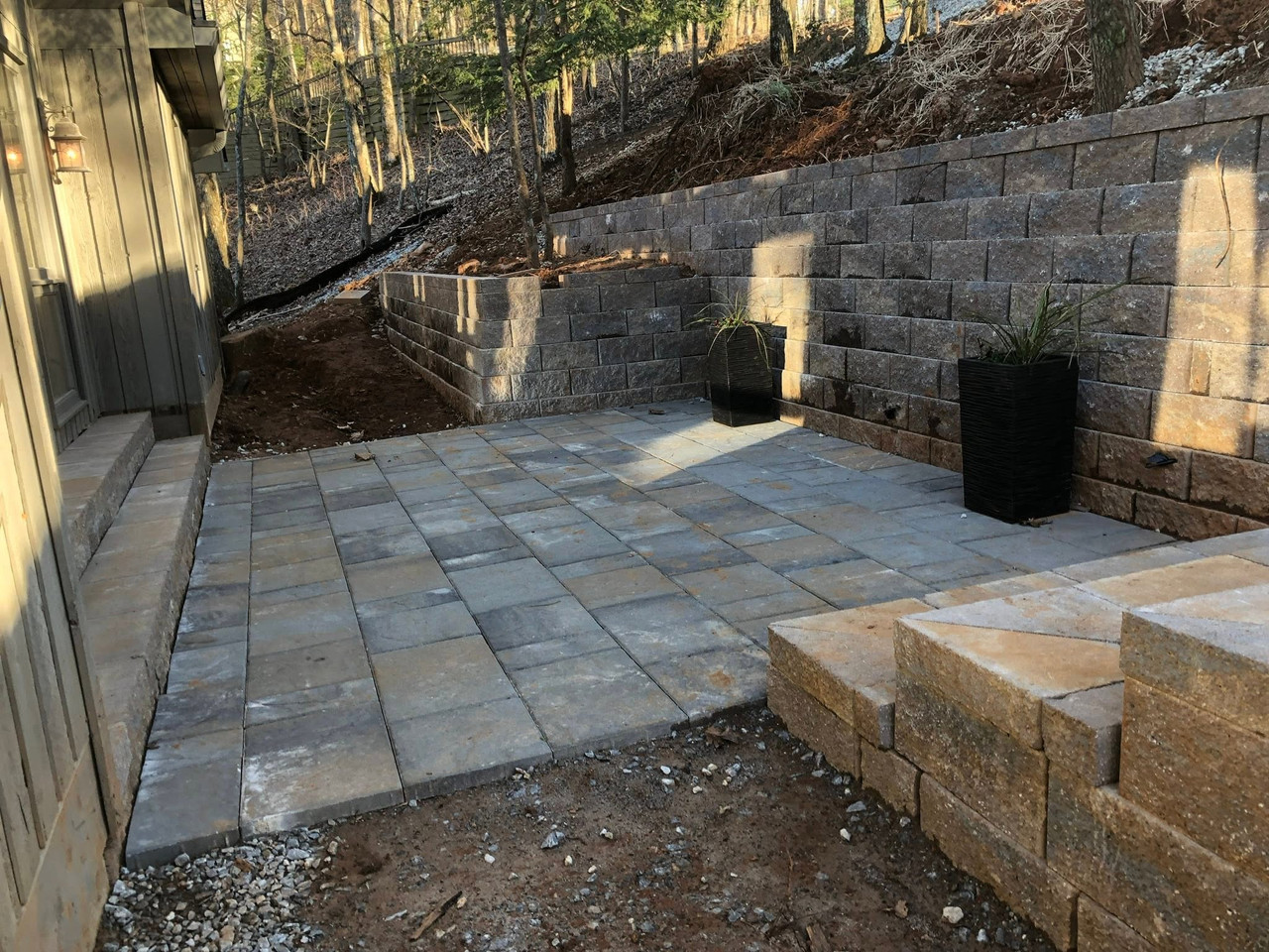 Finished fire pit gathering space