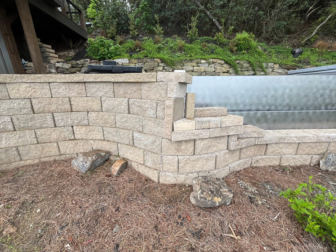 Sculpted Block Wall with Integrated Steps — Gainesville, GA